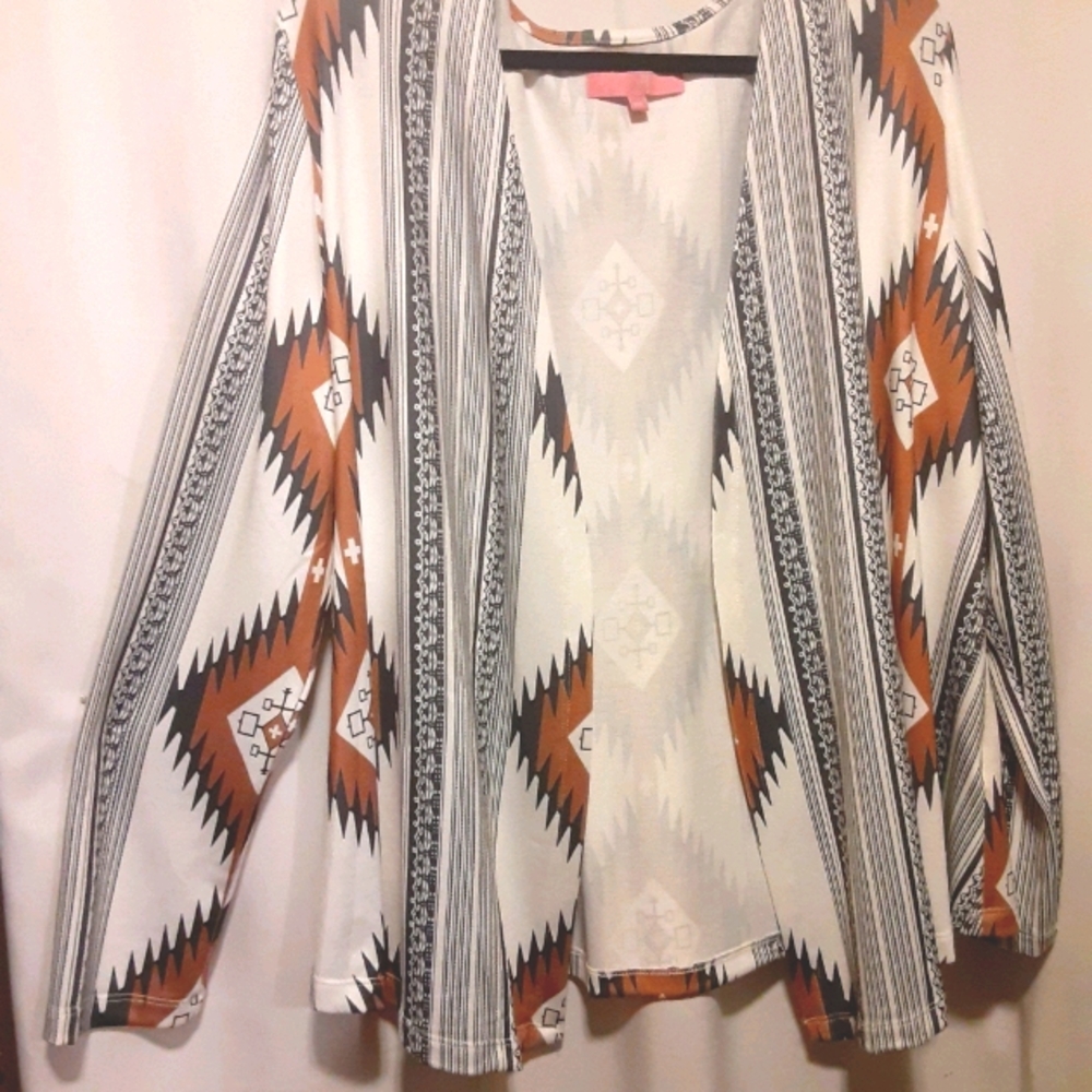 Aztec Pointed Hem Jacket - 2x - image 2